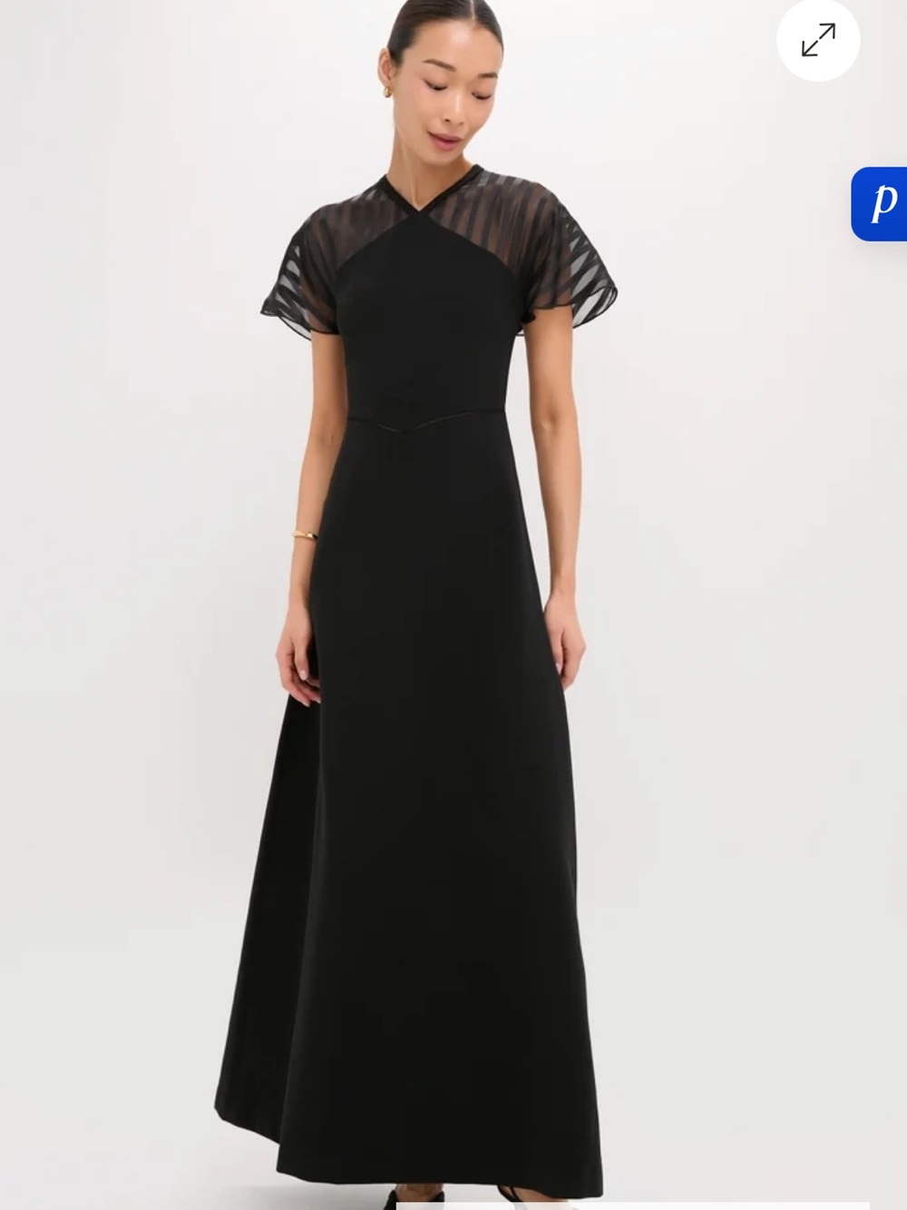 Tuckernuck Black Midi Dress with Sheer Short Sleeves